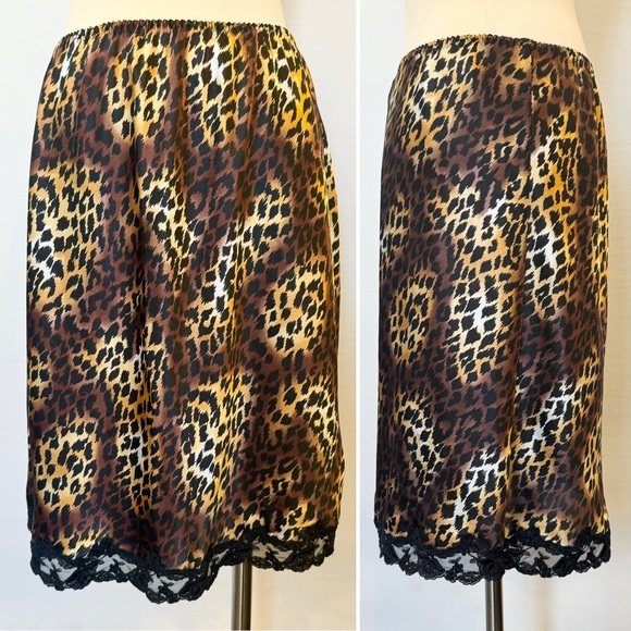 90s Victoria’s Secret Silky Satin Leopard Animal Print Vintage Half Slip L🔥🔥 - Picture 1 of 7